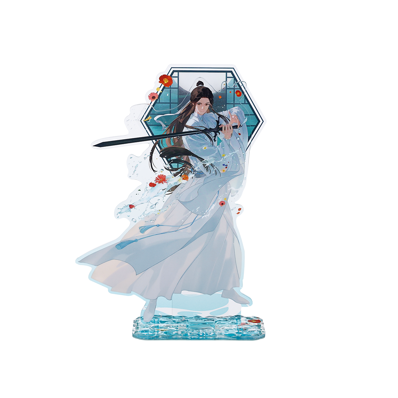 eaven Officials Blessing Acrylic Standee Desktop Ornament,183 x 122mm Size, Two Styles Available, Hexagonal Frame Design