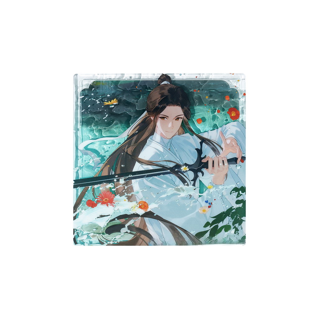 Heaven Officials Blessing Acrylic Coaster Water Glass Placemat, 100mm x 100mm, Anime Character Art, Clear Acrylic Material, Square Shape