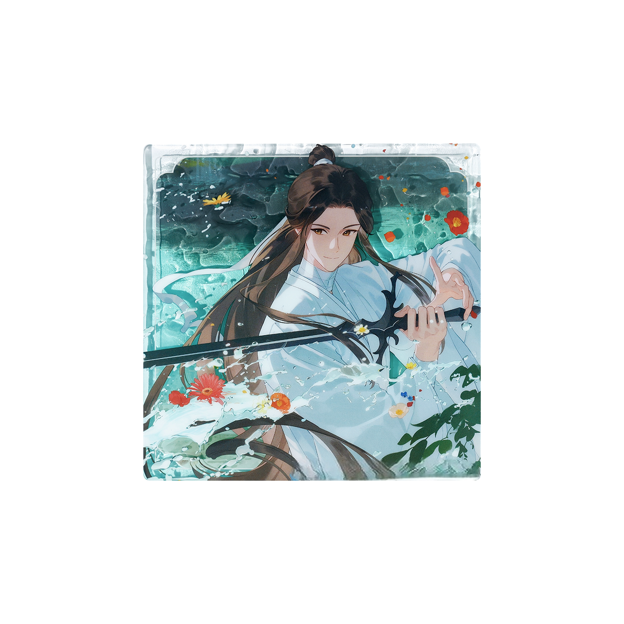 Heaven Officials Blessing Acrylic Coaster Water Glass Placemat, 100mm x 100mm, Anime Character Art, Clear Acrylic Material, Square Shape
