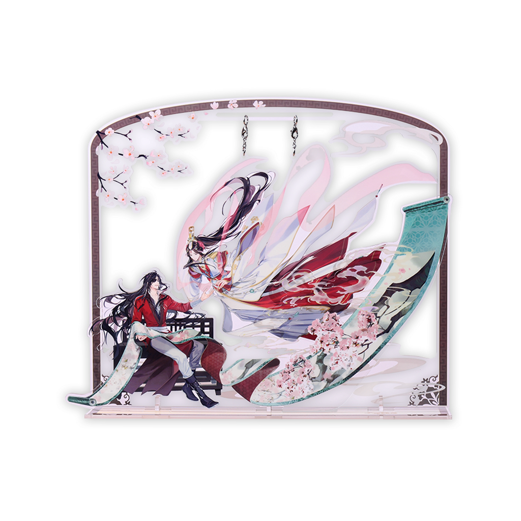 Heaven Officials Blessing Acrylic Hanging Signboard Desktop Ornament | Multi-Layer Acrylic, Cherry Blossom Design, Anime Collectible, Desk Display Stand,275 x 240mm Size