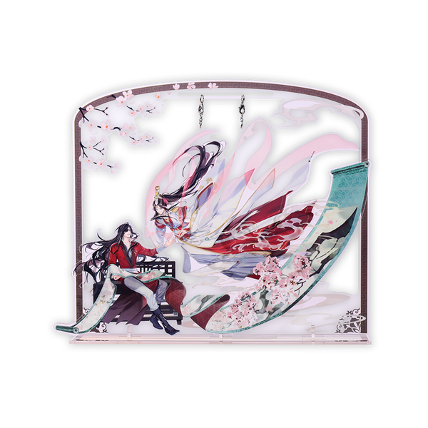 Heaven Officials Blessing Acrylic Hanging Signboard Desktop Ornament | Multi-Layer Acrylic, Cherry Blossom Design, Anime Collectible, Desk Display Stand,275 x 240mm Size