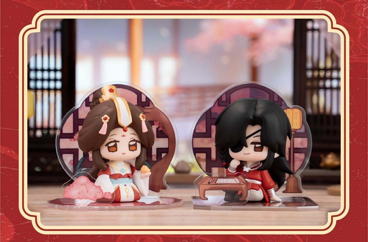 Heaven Officials Blessing Desktop Ornaments,Q version Figures ,  Collectible Toys with Acrylic Display Boards