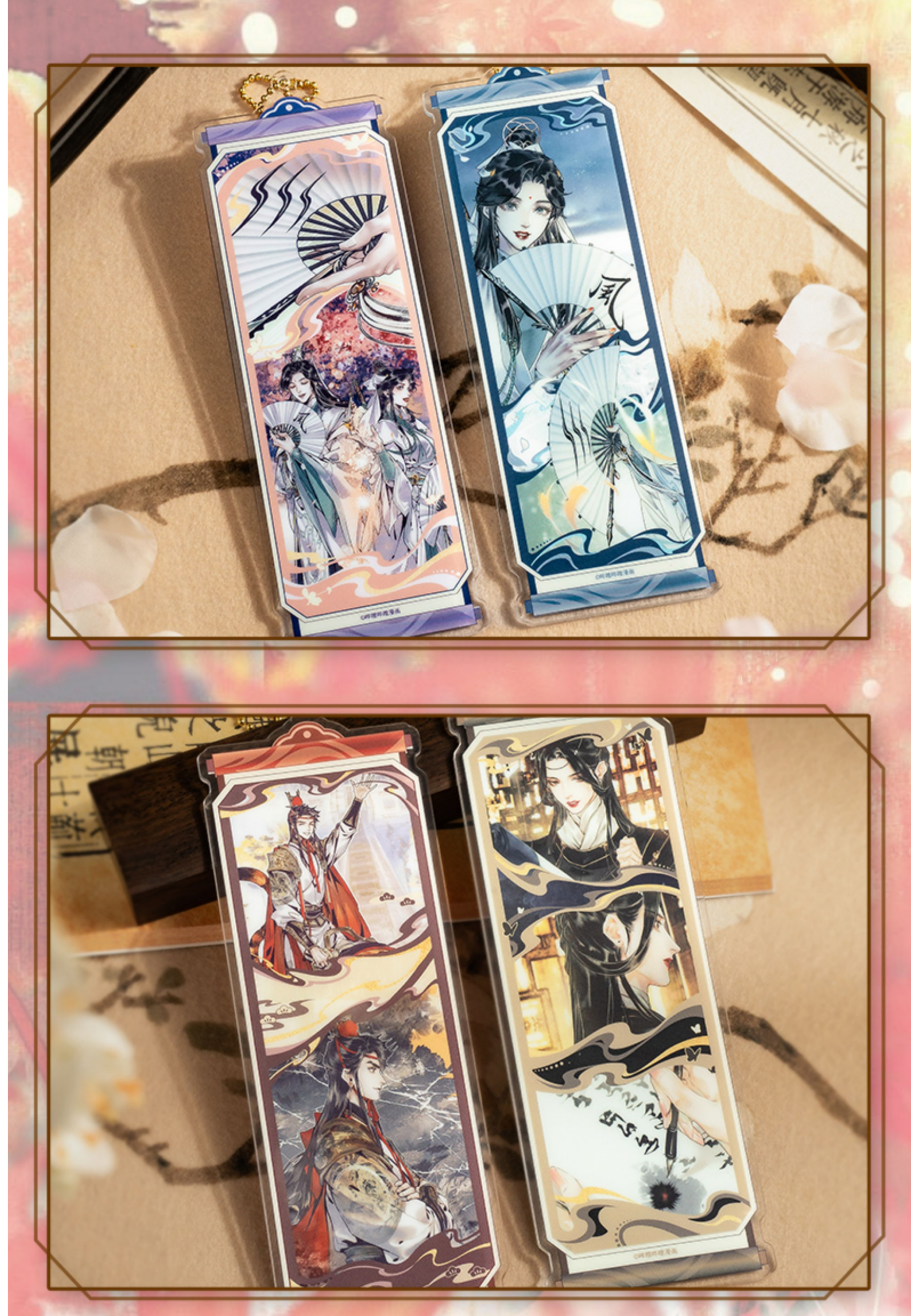 Heaven Officials Blessing Bookmarks, Acrylic Bookmarks, Pendants,Tian Guan Ci Fu“Hua Zhong You”Series