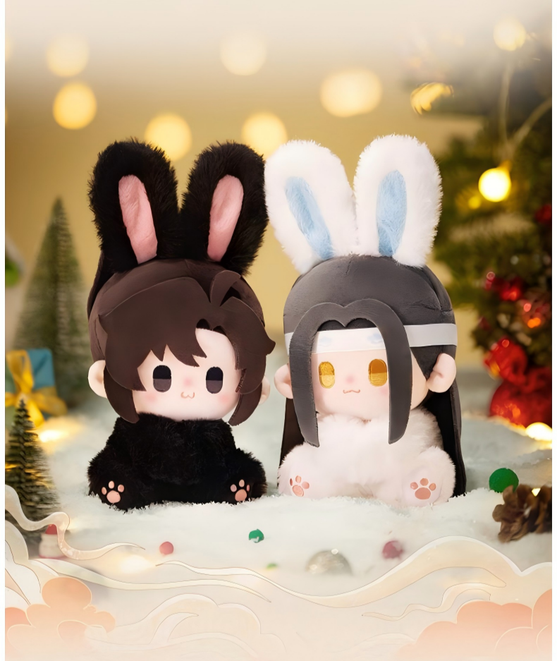 Mo Dao Zu Shi Anime Plush Doll, Sitting Style Bunny Character Figure, Polyester Fiber, 15cm, Desktop Ornament Collectible