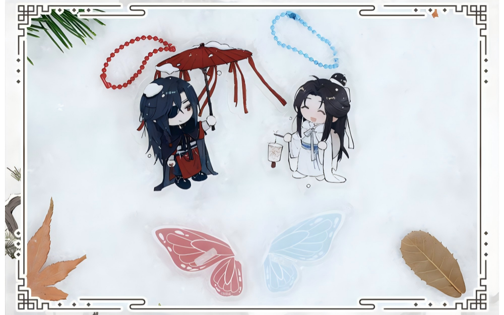 Heaven Officials Blessing Acrylic Standee Desktop Ornament with Keychain, Anime Merchandise, Butterfly Base Design