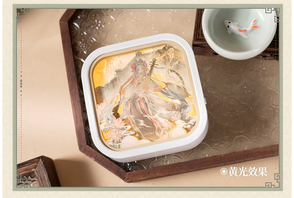 Hatsune Miku Paper-Cut Night Light Lamp, 3 Dimming Modes,Chinese Art Style, 98 x 98 x 33mm, Battery Powered, 3 AAA Batteries Required, Layered Paper-cut Design