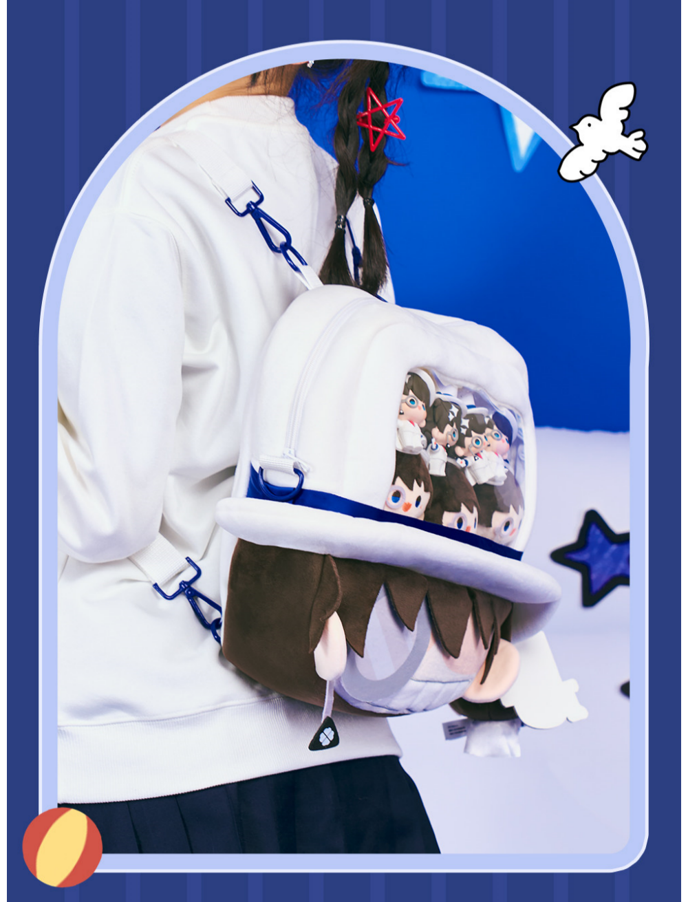 Detective Conan Anime Character Backpack, Large Capacity Shoulder Bag with Plush Toy Design