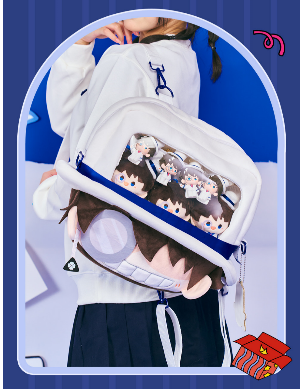 Detective Conan Anime Character Backpack, Large Capacity Shoulder Bag with Plush Toy Design