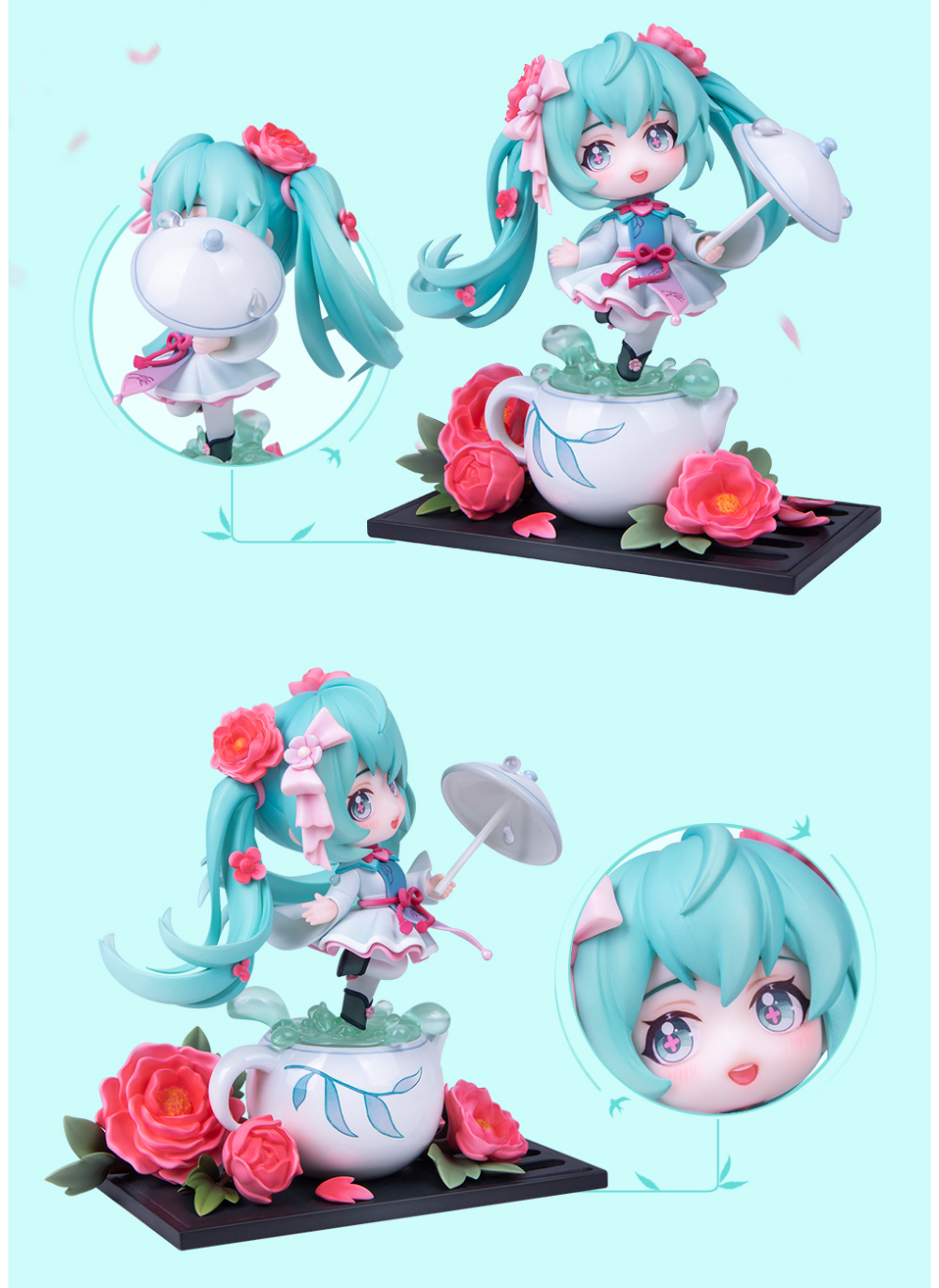Hatsune Miku Figure, Q Version Desktop，Decoration, Collectible “Hua Zhi Yu Run”Series