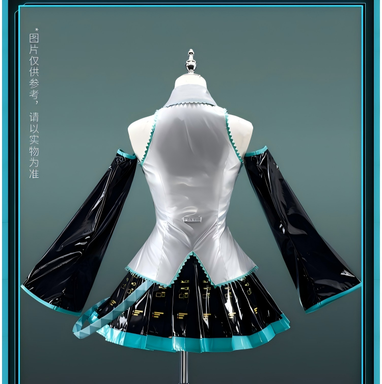Hatsune Miku Cosplay Costume Set, Includes Top, Skirt, Tie, Sleeves, Leg Warmers（General merchandise version）