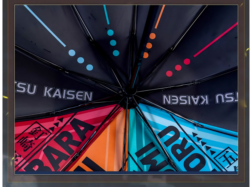Jujutsu Kaisen Windproof Folding Umbrella，Rain or shine, with lighting