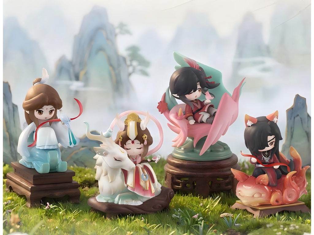 Heaven Officials Blessing Q-Version Desktop Figurines,Anime Characters, Approx. 10cm Height, Plastic Material, Collectible Ornaments