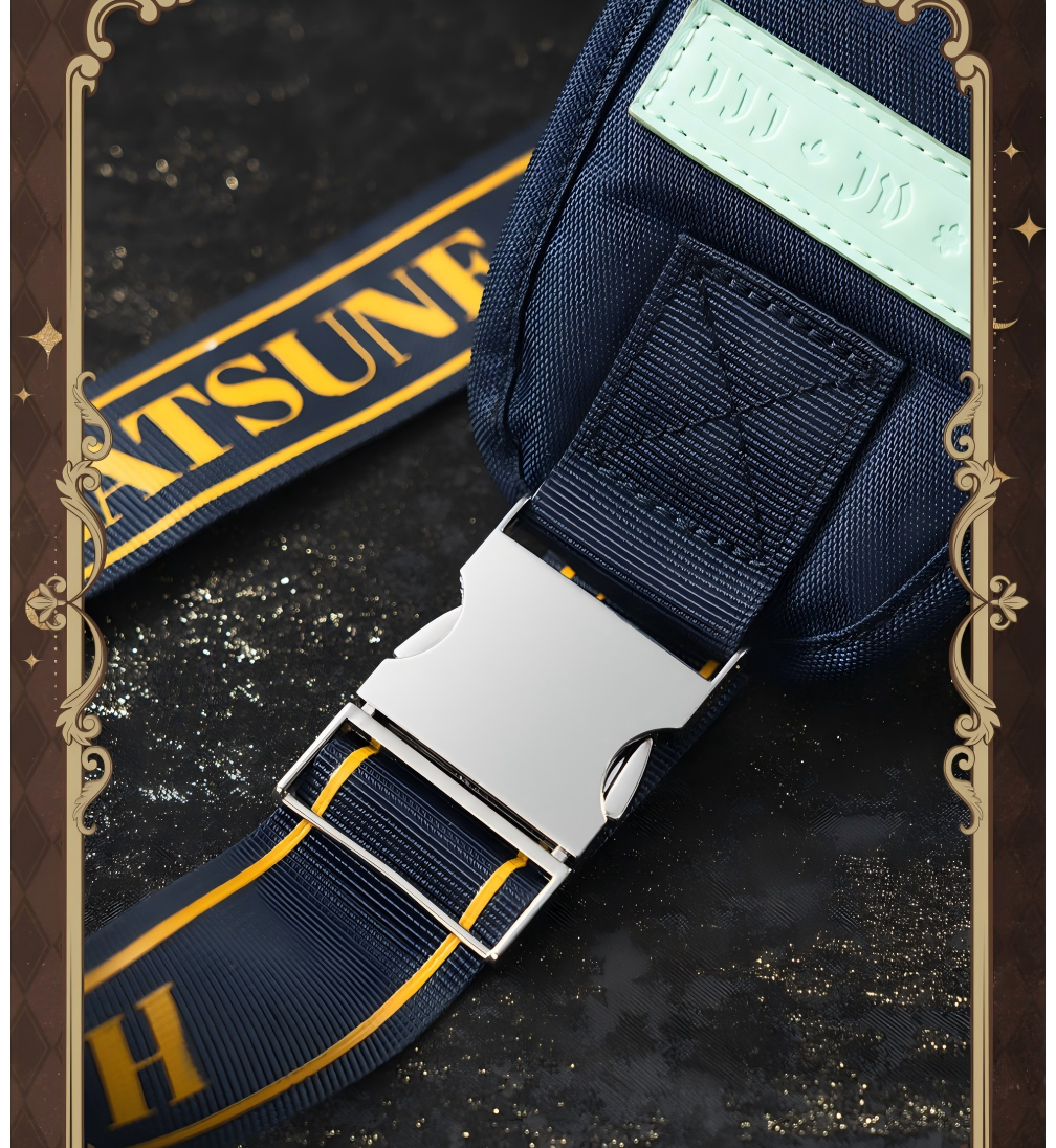 Hatsune Miku Anime Crossbody Sling Bag, 31 x 18 x 9 cm | Shoulder & Chest Carry, Navy Blue with Gold Trim, Gradient Shield Detail, Adjustable Strap, Multifunctional