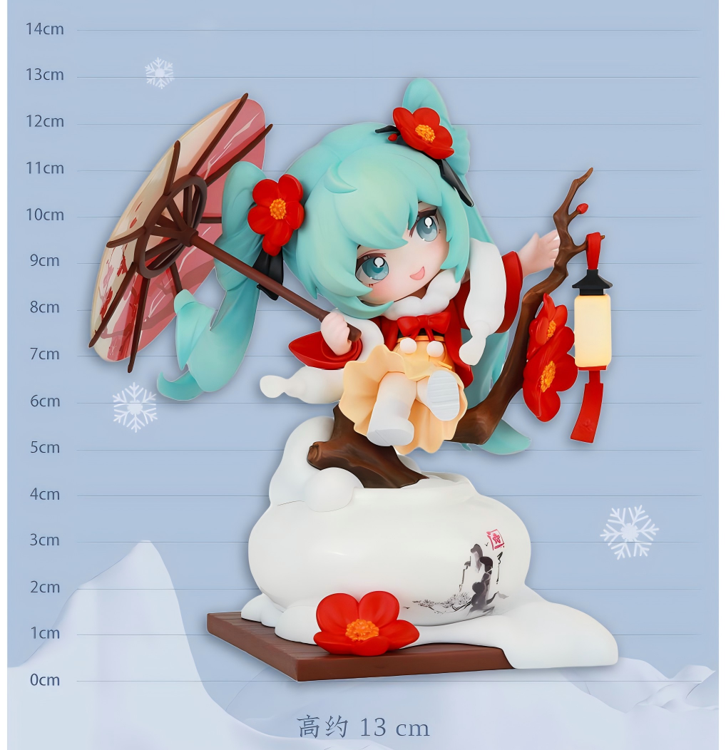 Hatsune Miku Figure, Q Version Desktop，Decoration, Collectible “Xue Ying Hong Mei”Series