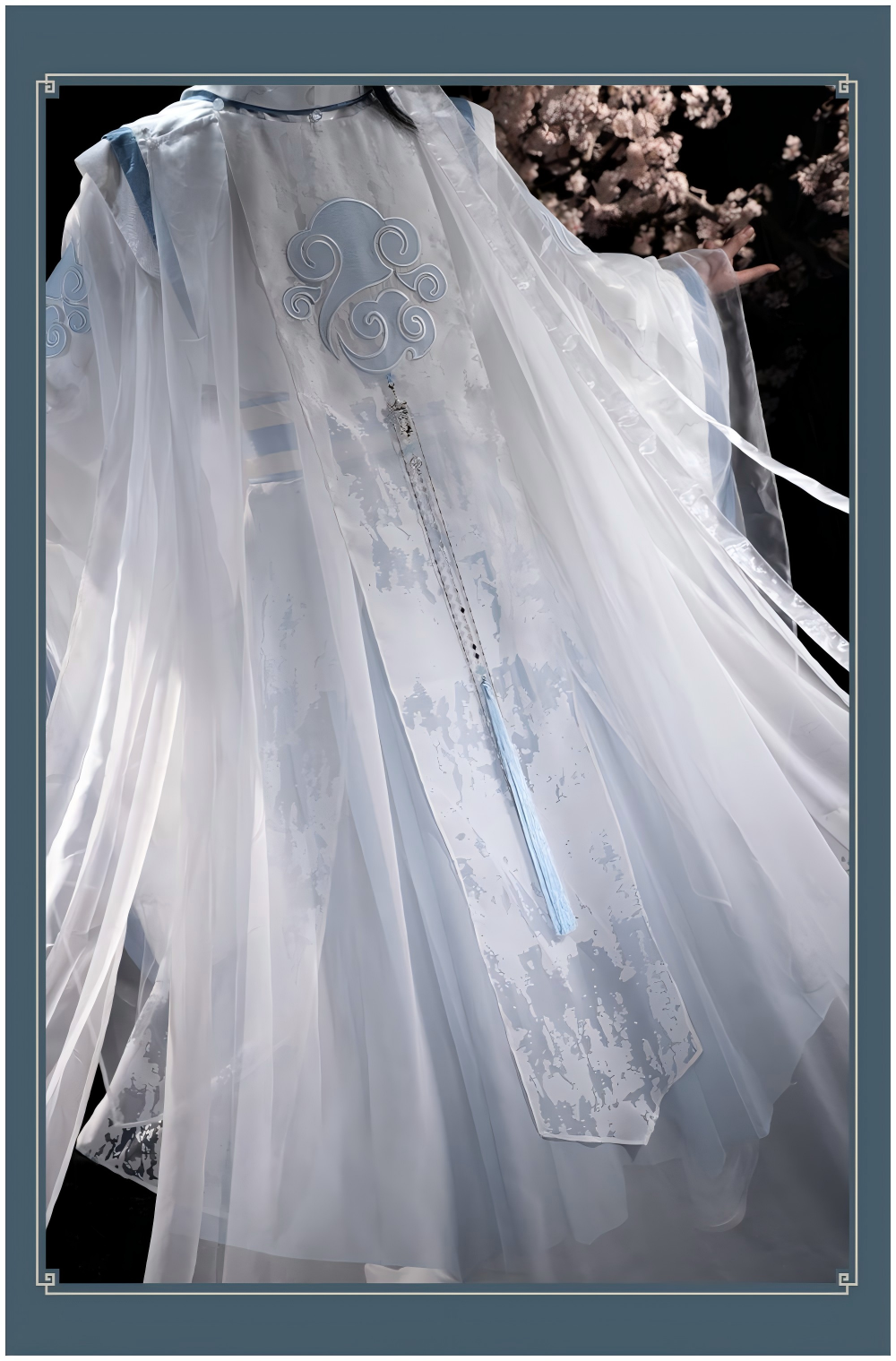 Mo Dao Zu Shi “Lan Wang Ji” Cosplay Costume, “Gong Cang Hai” Series Ancient Style Full Set, Blue and White Cloud Embroidery