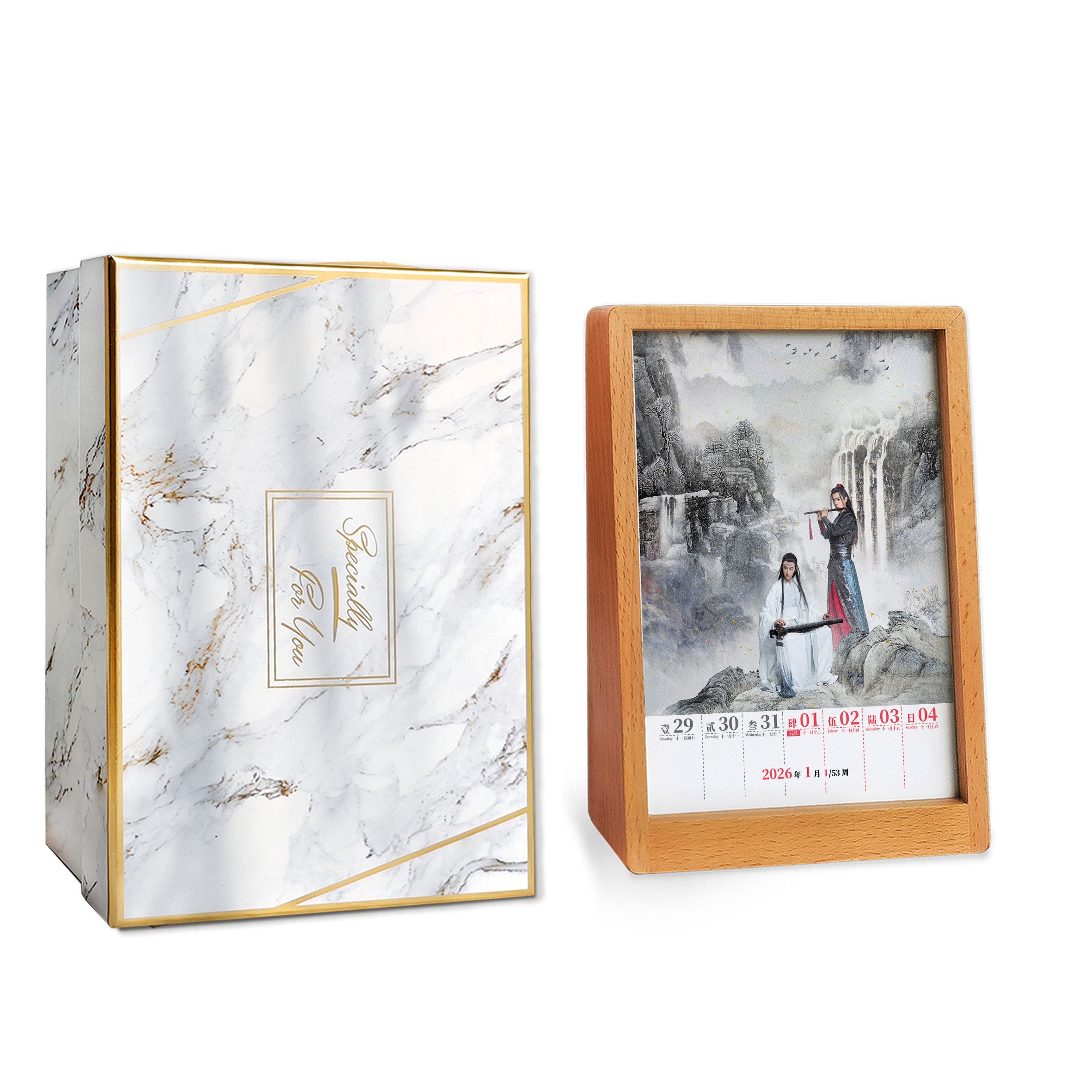 The Untamed 2026 Desk Calendar,Solid wood 53-page weekly calendar
