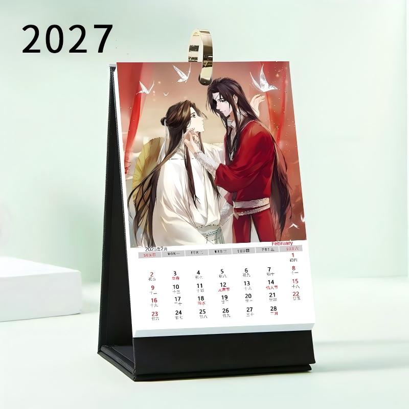 Heaven Officials Blessing 2027 Desk Calendar 25 Pages,One Page per Month, Bonus Color Page, Ring Bound, Magnetic Base, 17 x 10 cm