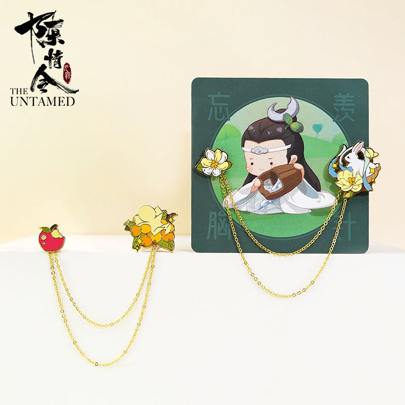 The Untamed TV Peripheral Products Brooch with Chain 魏无羡/蓝忘机胸针套装
