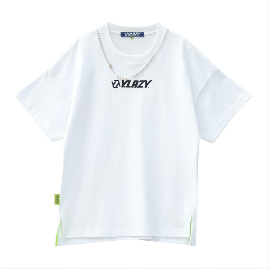 Y.Lazy Fashion Chains T-Shirt สีขาว